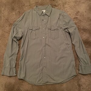 Old Navy Men's Casual Green Striped Shirt